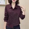 Women's Purple Lapel Embroidered Long Sleeve Shirt - Early Autumn 2026 Design, Slimming Fit