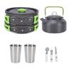 Camping Cookware Mess Kit Lightweight Anti Stick Camping Pot Pan Kettle Set with Utensils Stainless Steel Cups for