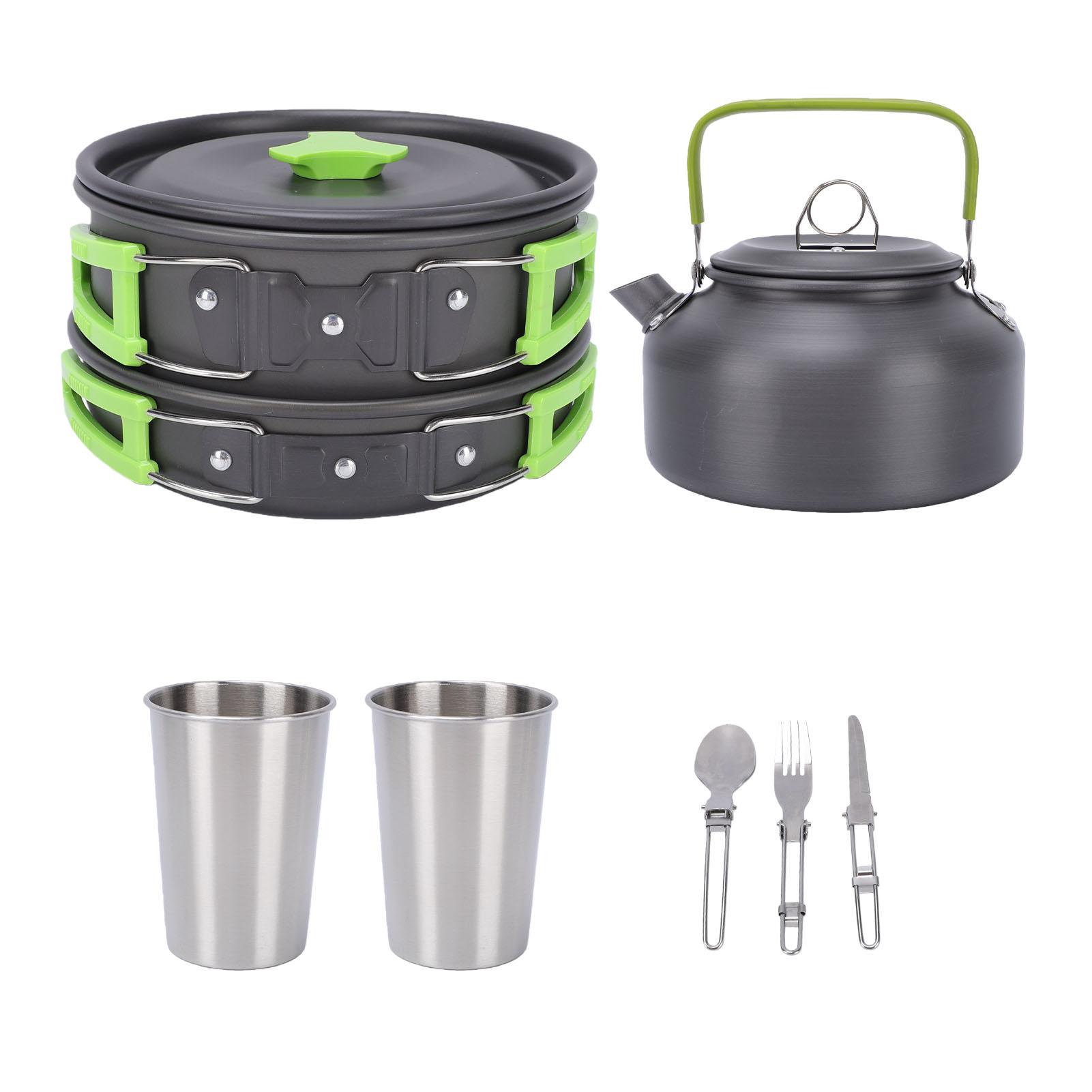

Походная посуда Набор для еды Легкий Антипригарный Походный Котелок Сковорода Чайник Набор с Посудой Стальные Кружки для