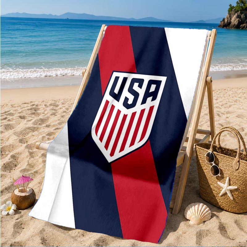 Usa Soccer Emblem Beach Towel, Quick-drying, Easy to Care for, Suitable for Both Fitness and Beach Vacations,Sports Essential