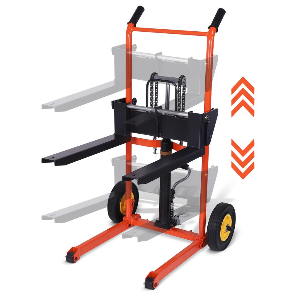 Foldable Hydraulic Material Lift Winch Stacker Pallet Truck Dolly Fork Lift Table Cart Pallet Jack Removable Platform Adjustable
