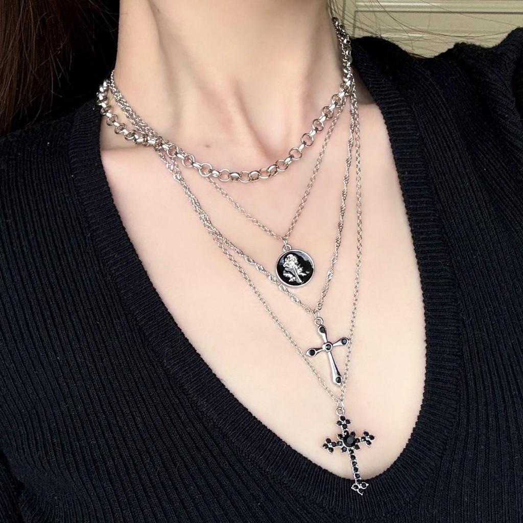 Y2K Spicy Girl Dark Star Leather Choker Necklace - Pure Desire Clavicle Chain