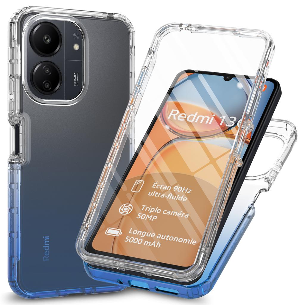 Etui na telefon Xiaomi Redmi 13C 4G/13C 5G/Poco C65 4G 3-w-1 PC+TPU Pokrowiec ochronny z folią PET na ekran