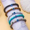 6MM Vintage Tiger Eye Beaded Bracelet for Men Turkish Evil Eye Elastic Blue White Beads Bracelet Fashion Travel Zircon Gifts