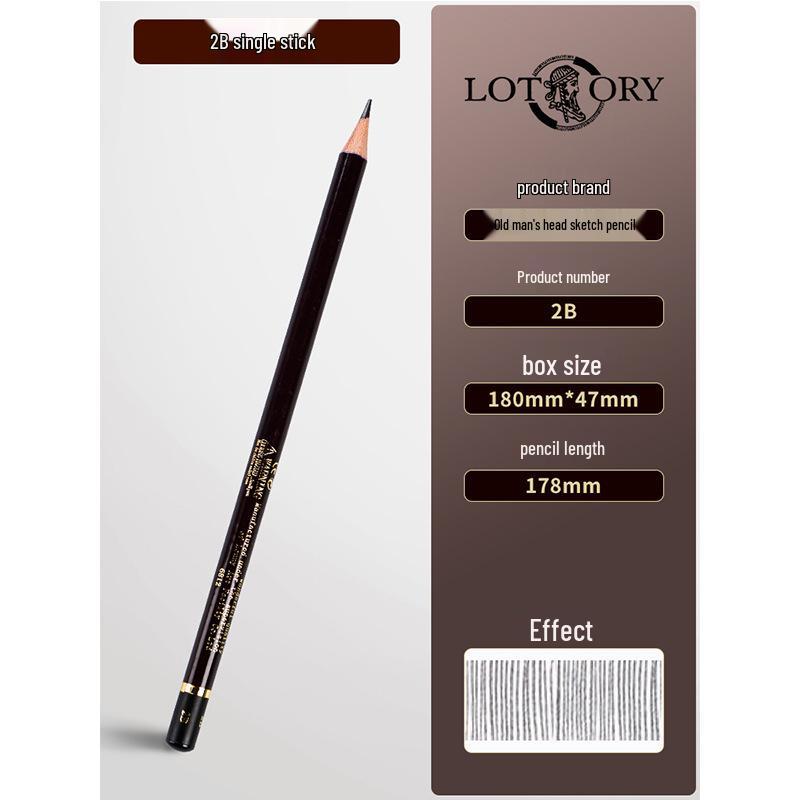 Professional Sketching Pencil Set: Old Man Head, 8B-12B Charcoal for Art & Exam Use Regular