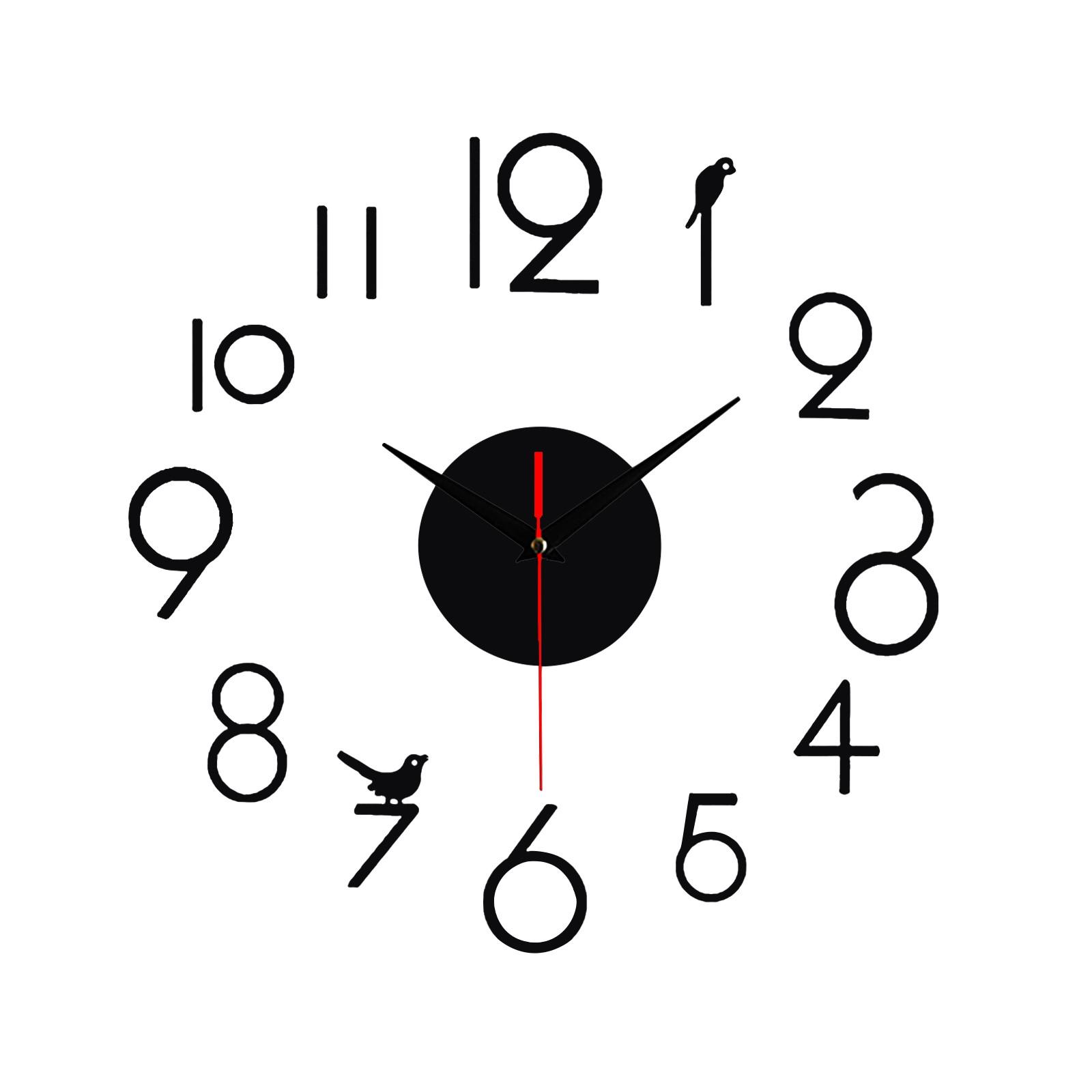 

20-дюймовые настенные часы, современный дизайн, круглые настенные часы с цифрами, наклейки для домашнего декора гостиной One Size чёрный