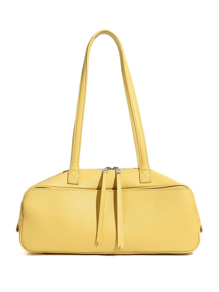 Leather Bowling Underarm Bag 2025 New Niche Design Genuine Leather Fashion Large Capacity Vintage Women's Shoulder Bag
