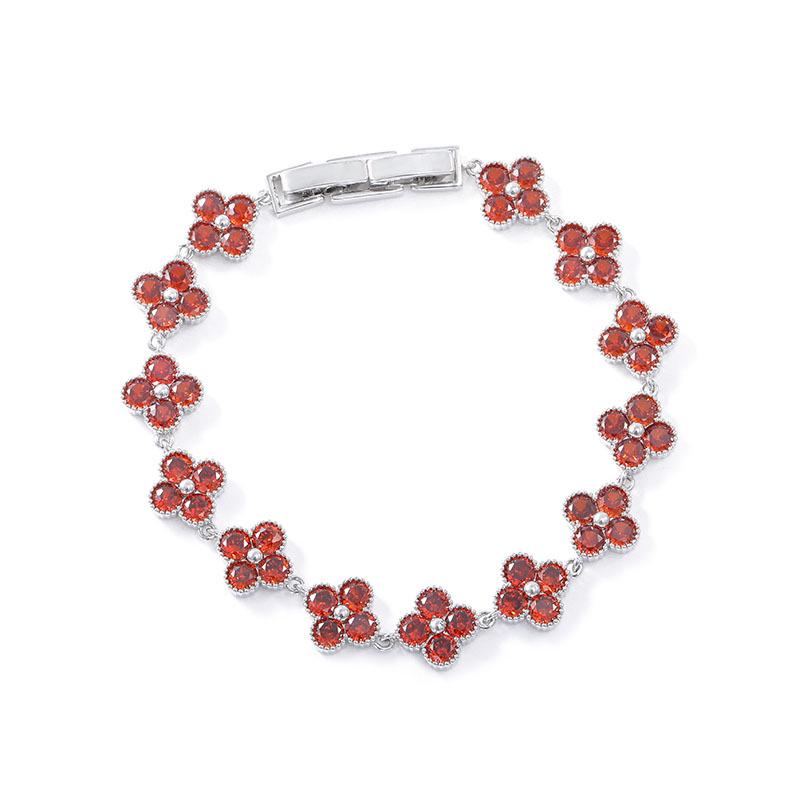*Versa Sakura Zircon Clover Bracelet 16k Plated - Elegant, Durable Gemstone Jewelry*