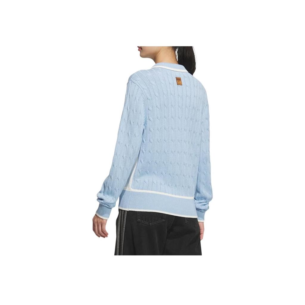 Adidas Originals Sports Casual Cardigan Long Sleeve Knitwear Women Tops Blue JM8018