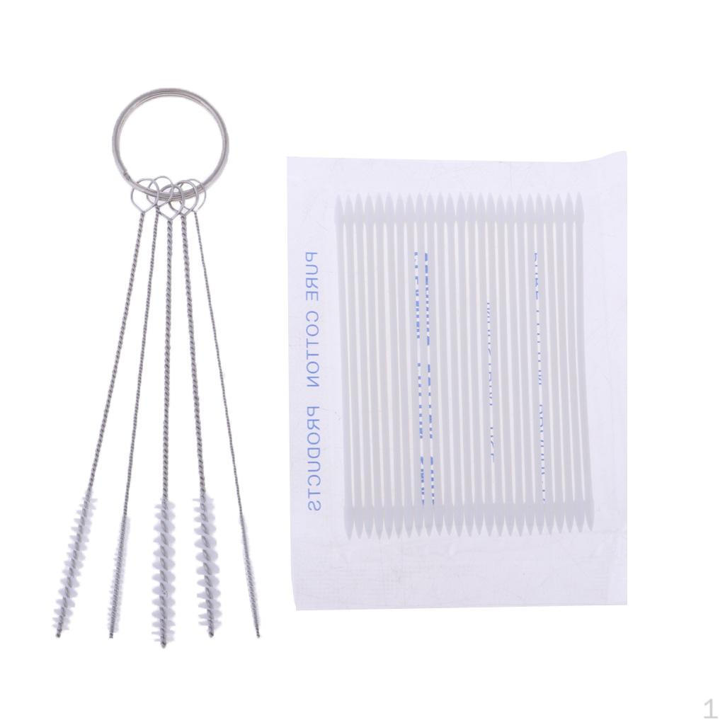5pcs Airbrush Cleaning Brushes Spray 10pcs Cotton Swabs