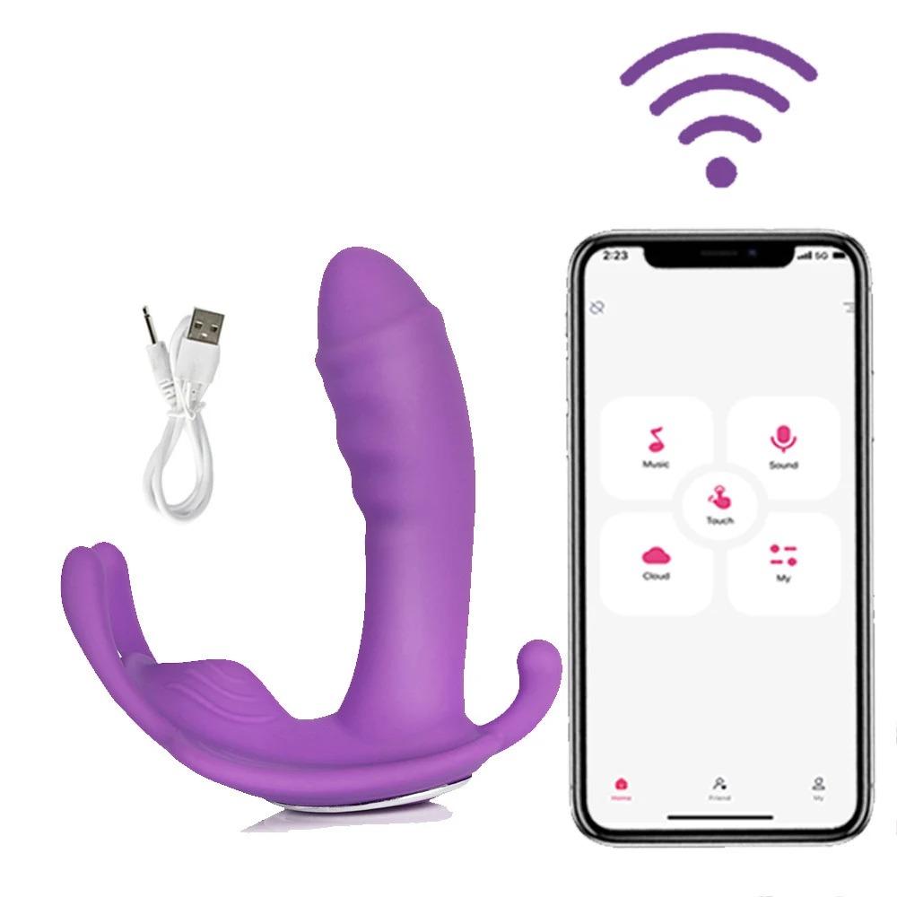 Female Dildo Butterfly Vibrator APP Remote Control Bluetooth Vagina Massager Clitoral/Anal AV Wand Women Clitoris Stimulator 18+