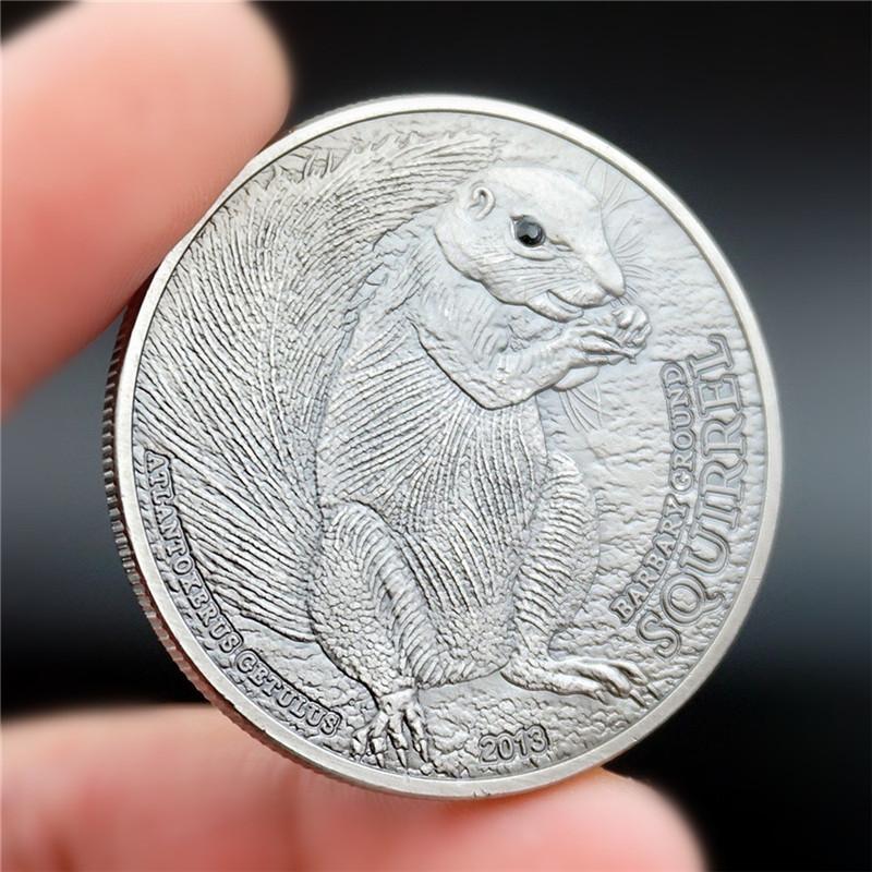 Animal commemorative coins, squirrel commemorative coins, coins, gold and silver coins, retro, diamond encrusted coins