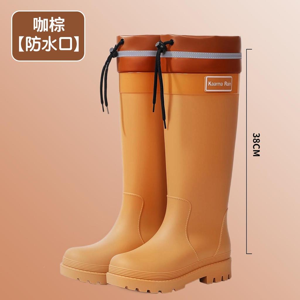 Kadın Yağmur Çizmeleri Moda Orta Baldır Kauçuk Galoş Kışlık Sıcak Pamuklu Yağmur Çizmeleri Kadınlar İçin Su Geçirmez Bahçe Botları Botas Lluvia