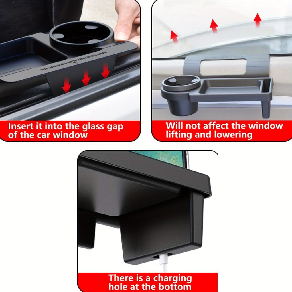Car cup holder with multifunctional storage box, door side hanging organizer for phones, cigarette packs, and beverages