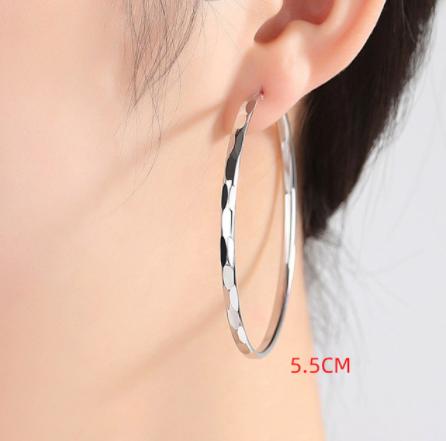 925 Sterling Silver Big Circle Stud Earrings for Women New Fashion Exaggerated Party Jewelry Gifts Prevent Allergy