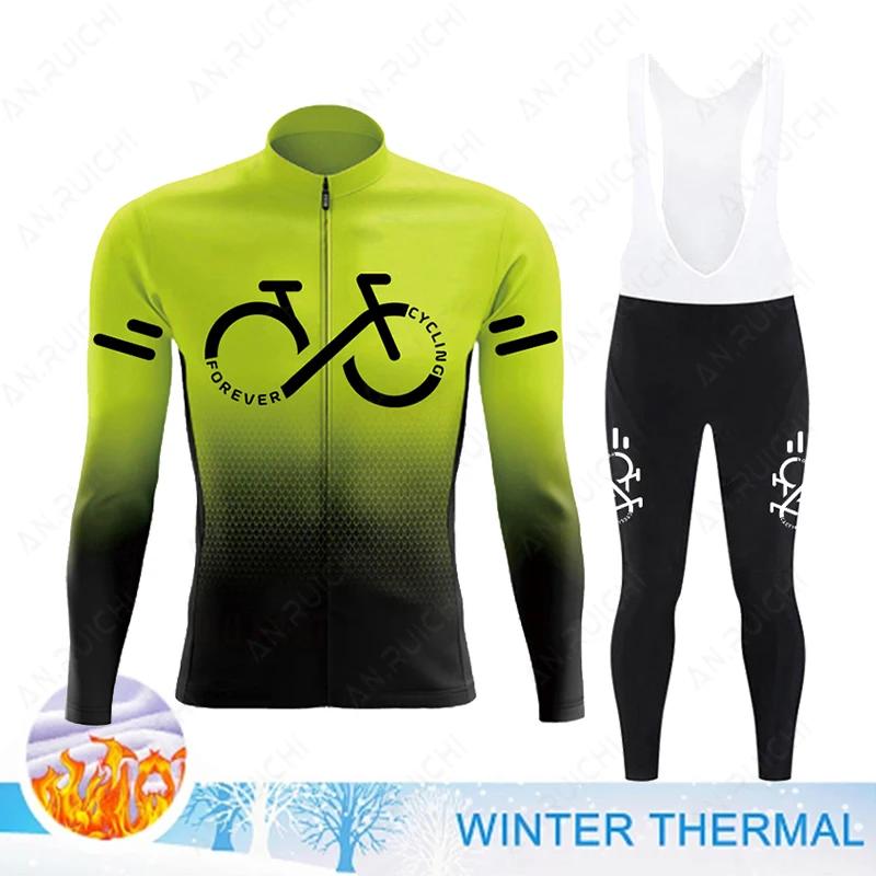 2025 Winter Thermal Fleece Cycling Jersey Set Mens Mountian Bicycle Clothes Wear Ropa Ciclismo Racing Team Bike Cycling Clothing