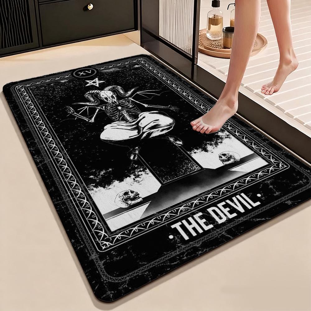 Dark Baphomet Pentagram Art Indoor Rug Soundproof Shockabsorbing Carpet For Office Study Home Decor Memorial Gift