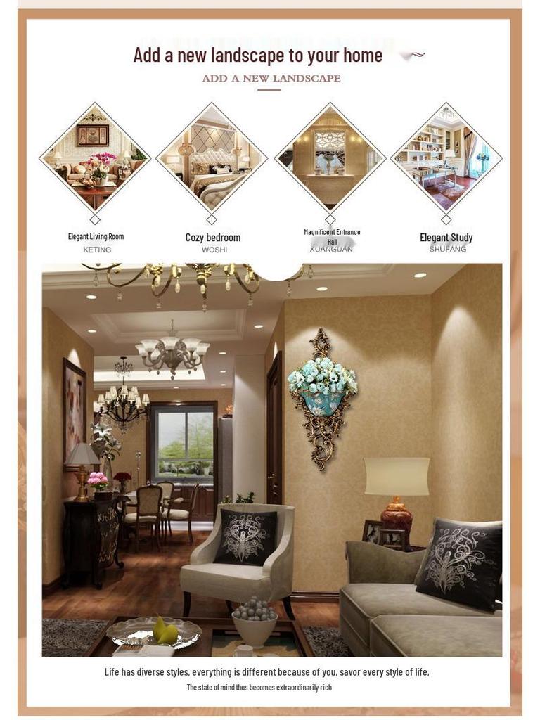 European Wall-Mounted Vase: Creative Resin Ornament for Retro Home Decor