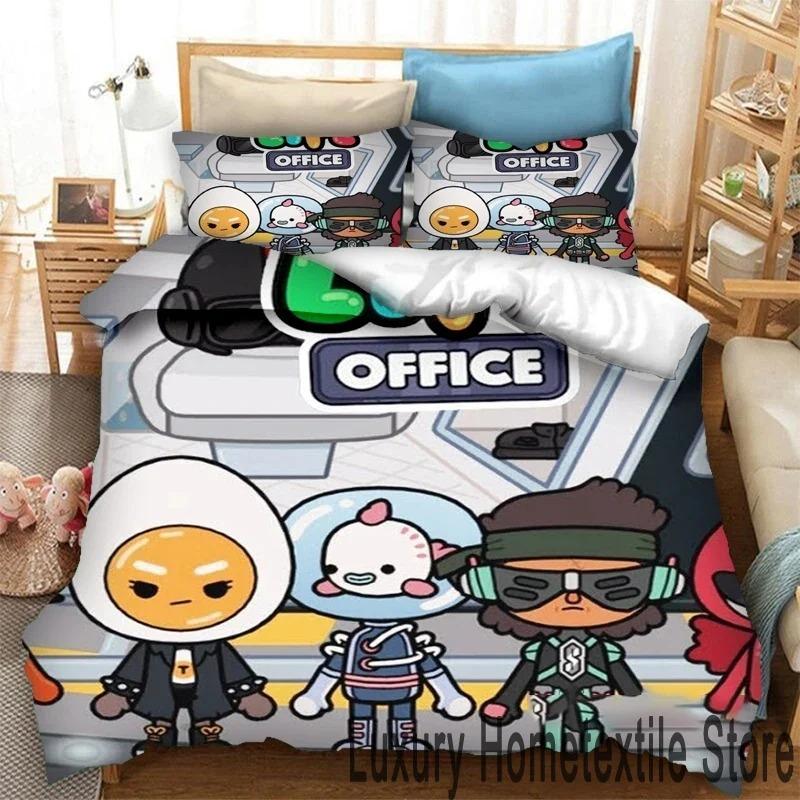 Jogo de impressão 3D Toca Life World Cartoons Conjunto de cama Duplo Twin King Capa de edredom Edredom Fronha Meninos Meninas Adultos Quarto