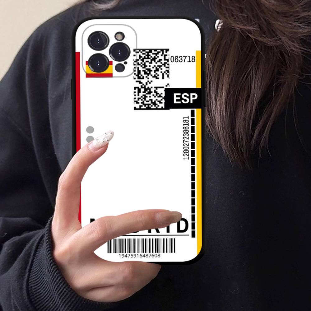 Funny World City Tourist Ticket Label Black Phone Case For Iphone 17 Air 16 15 14 13 12 11 Pro Max Plus Back Cover TPU Soft Case