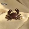 Smooth Touch Brooch Pin Bohemia Style Faux Pearl Decor Crab Shape Zinc Alloy Durable Metal with Hand-Painted Finish Coats Suits Sweaters Dresses Badge