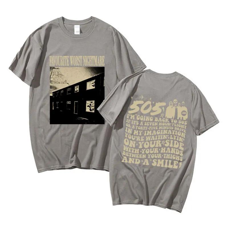Vintage Favourite Worst Nightmare T Shirt Arctic Monkeys 505 Lyrics Print Tee Shirt for Men Women Hip Hop Punk Oversized T-shirt