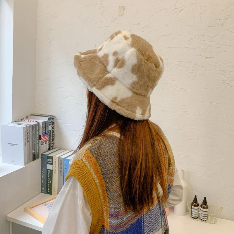 Cow Plush Fisherman Cap Soft Warm Hat Autumn Winter Outdoor Trend Fisherman Hats