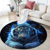 Electric Tiger Round Area Rug,Carpet Rug for Living Room Bedroom Sofa Playroom Decor,Non-slip Floor Mat