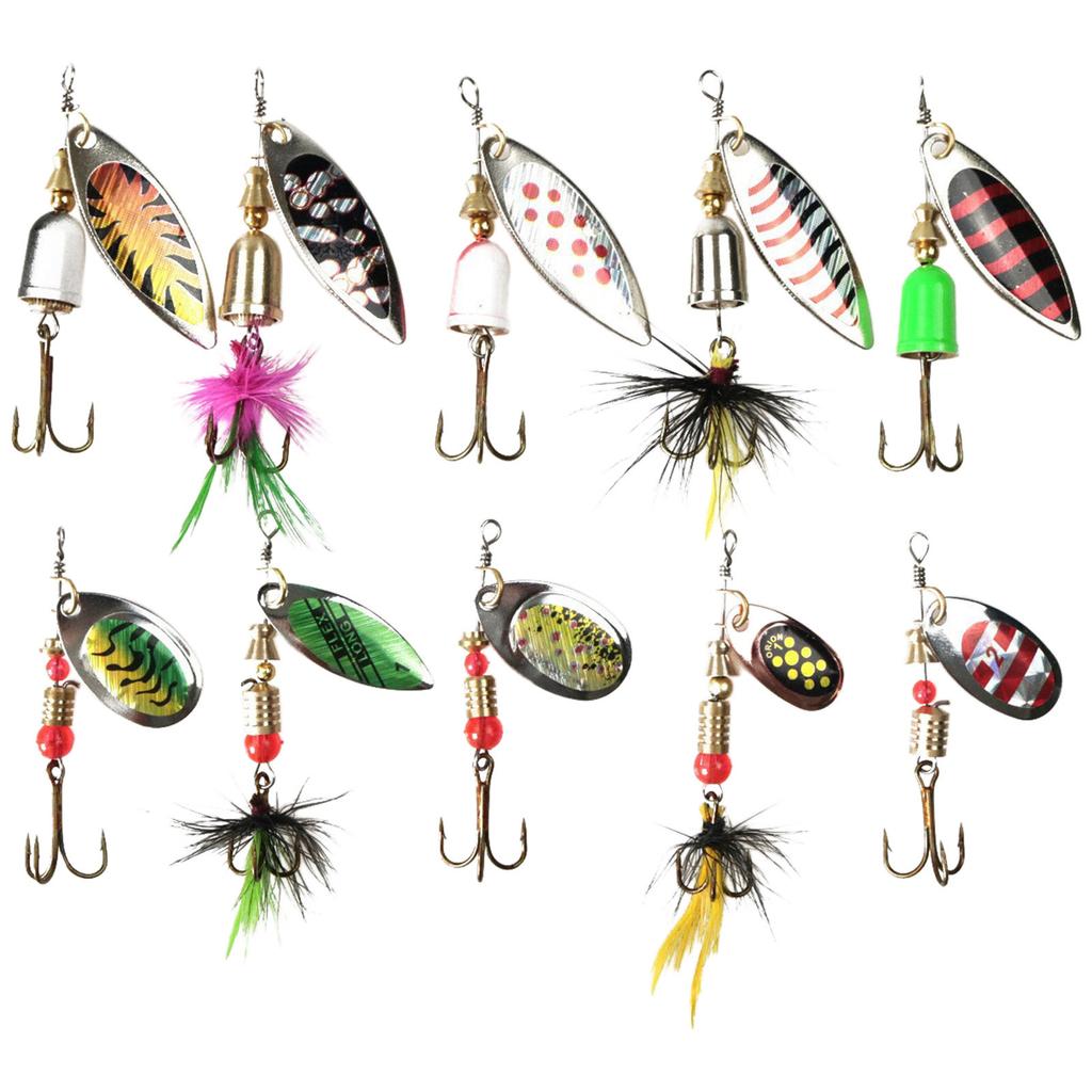 10Pcs Rotary Spinner Lure Kit Metal Composite Durable And Attractive For Freshwater Saltwater Fishing