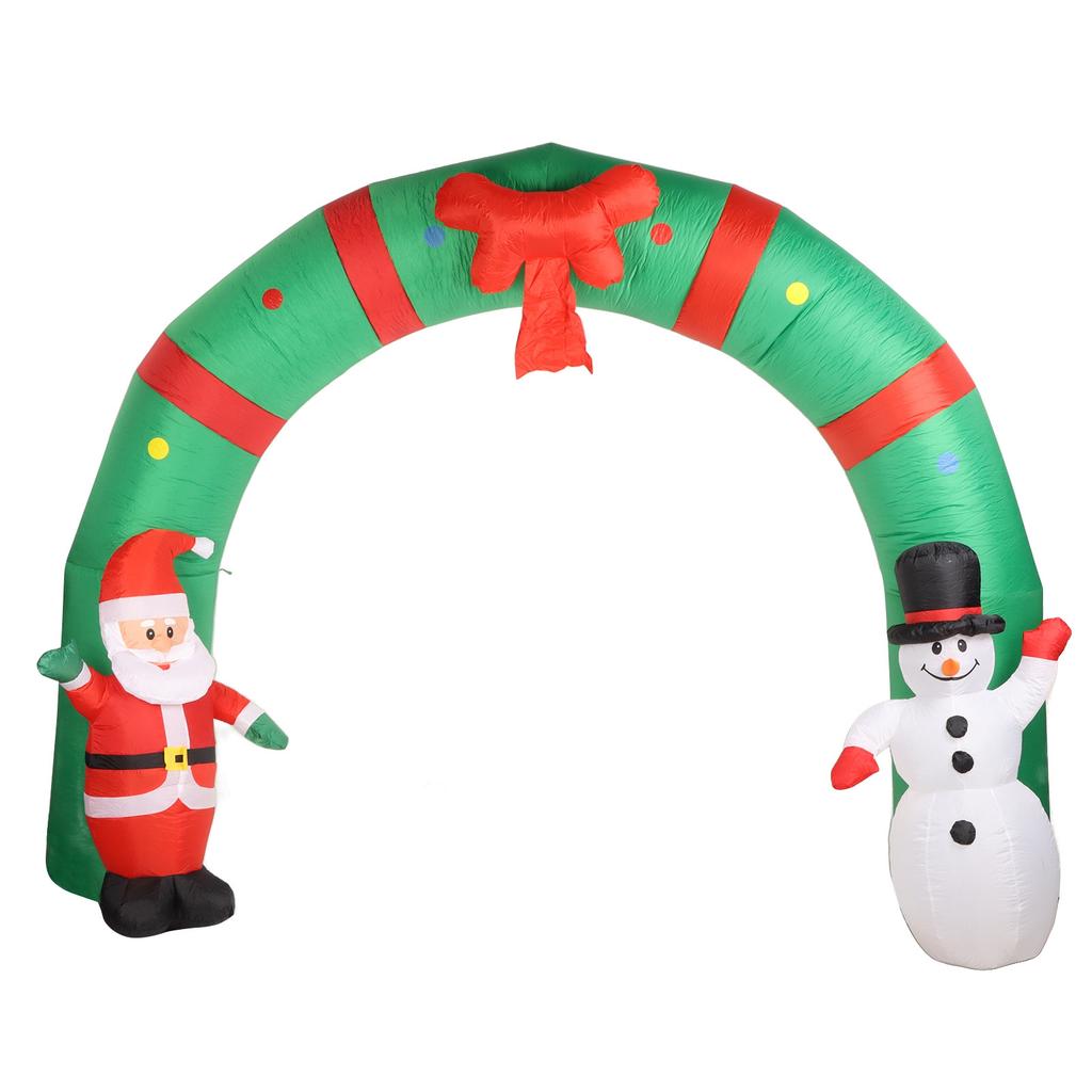 LED-beleuchteter aufblasbarer Weihnachts-Torbogen mit Weihnachtsmann und Schneemann für Außendekorationen für Terrasse und Garten