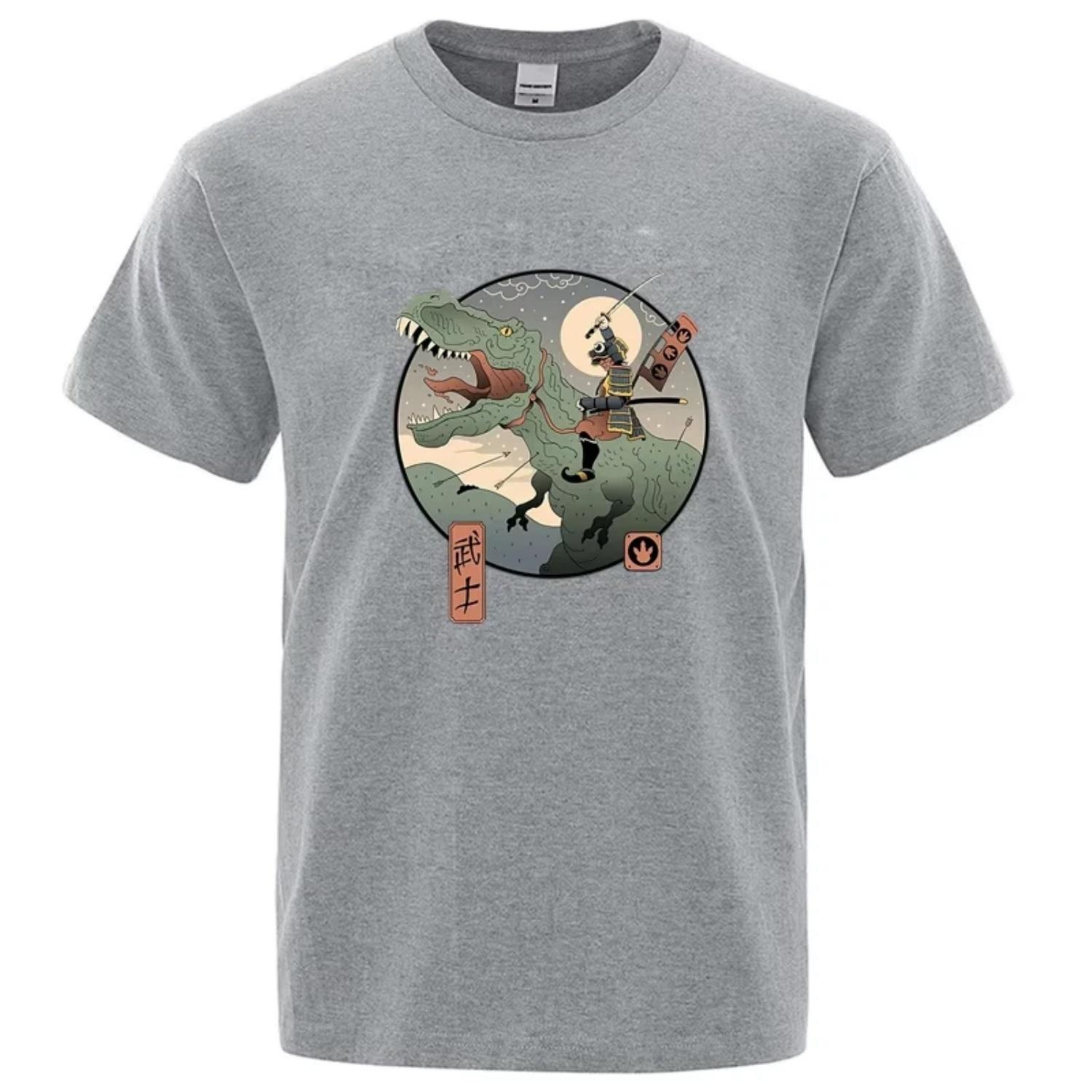 

Summer Men s T-shirt High Quality 100% Cotton Anime Dinosaur Printing Casual Cool O-neck Men T-shirt Male Top for Men Tees S