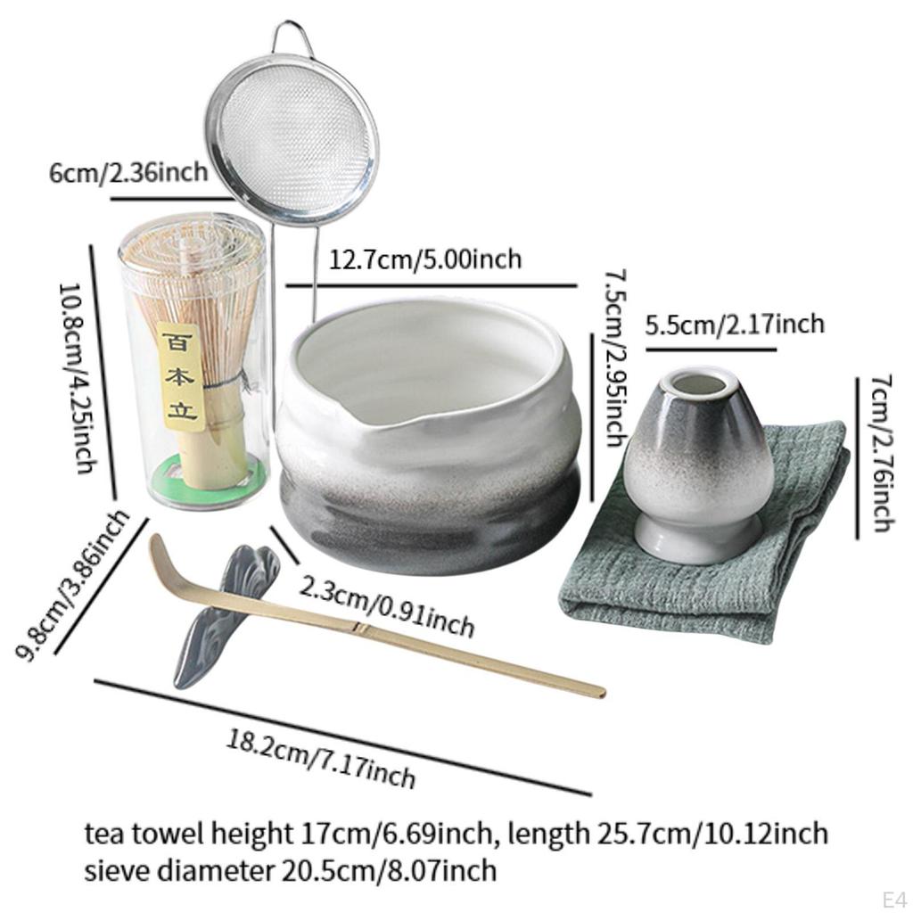 7 Pieces Japanese Matcha Set Tea Spoon Bowl Making Kit for Household