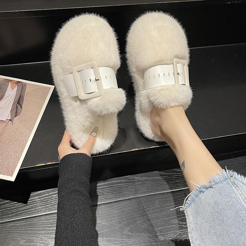 2025 New Fashion Winter Woman Slippers Plush Interior Anti Slip Sole Thick Bottom Fashion Warm Slippers Indoor Outdoor Shoes 623