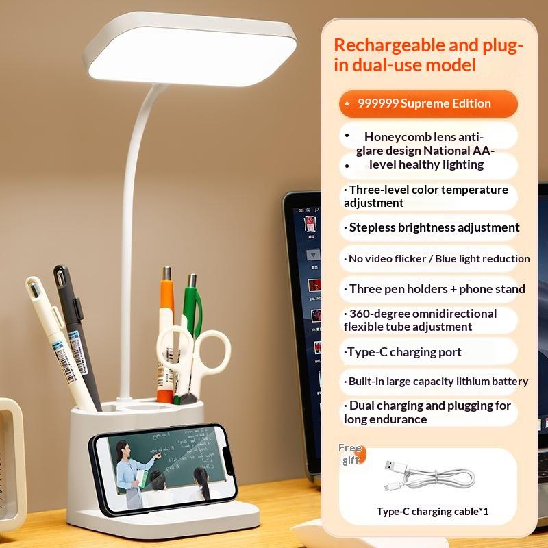LED Desk Lamp USB Charging Portable Reading Night Light for Dorm Bedroom Bedside Student Study Lighting