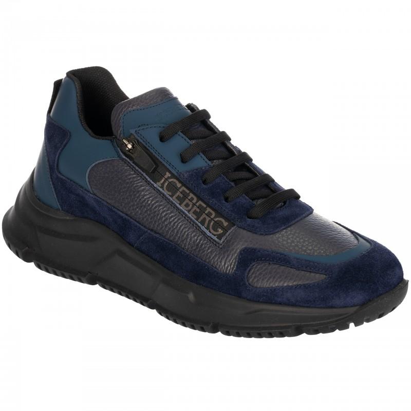 Iceberg Italian leather sneakers new comb navy - Size: 42