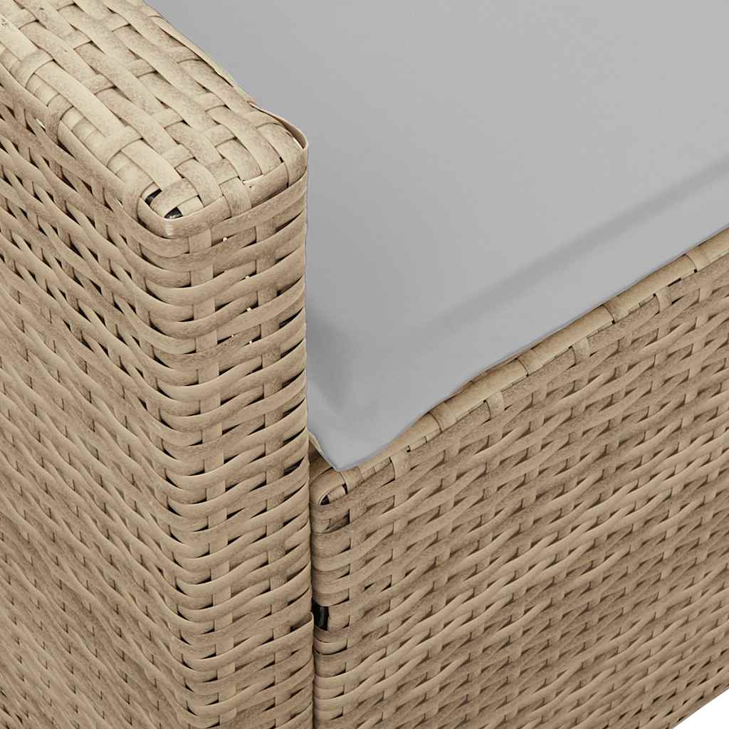 Garden Sofa 5 Seater with Cushions Beige Poly Rattan