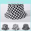 Versatile Black White Print Fisherman Bucket Hat Featuring A Fun Smiley Face Patch For Men And Women
