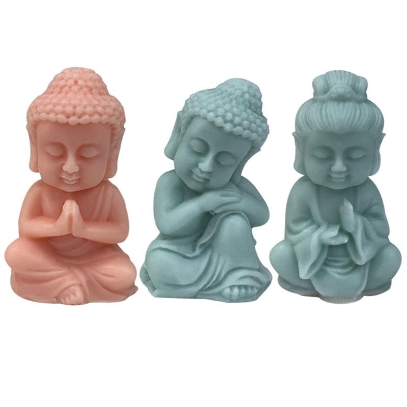 Buddhas Monk Shape Silicone Molds DIY Epoxy Resin Molds Table Ornament Mould Candle Plasters Making Tool Easy-to Clean