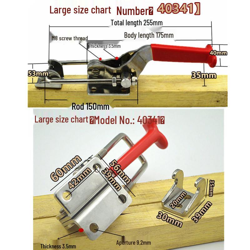 Heavy Duty 304 Stainless Steel Adjustable Snap Latch Lock Clamp Buckle