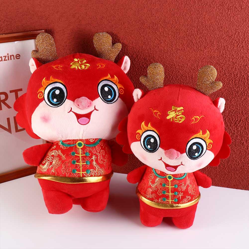Tang Suit Dragon Year Plush Toy Stuffed Lucky Dragon Doll Plushies  Girls Toys