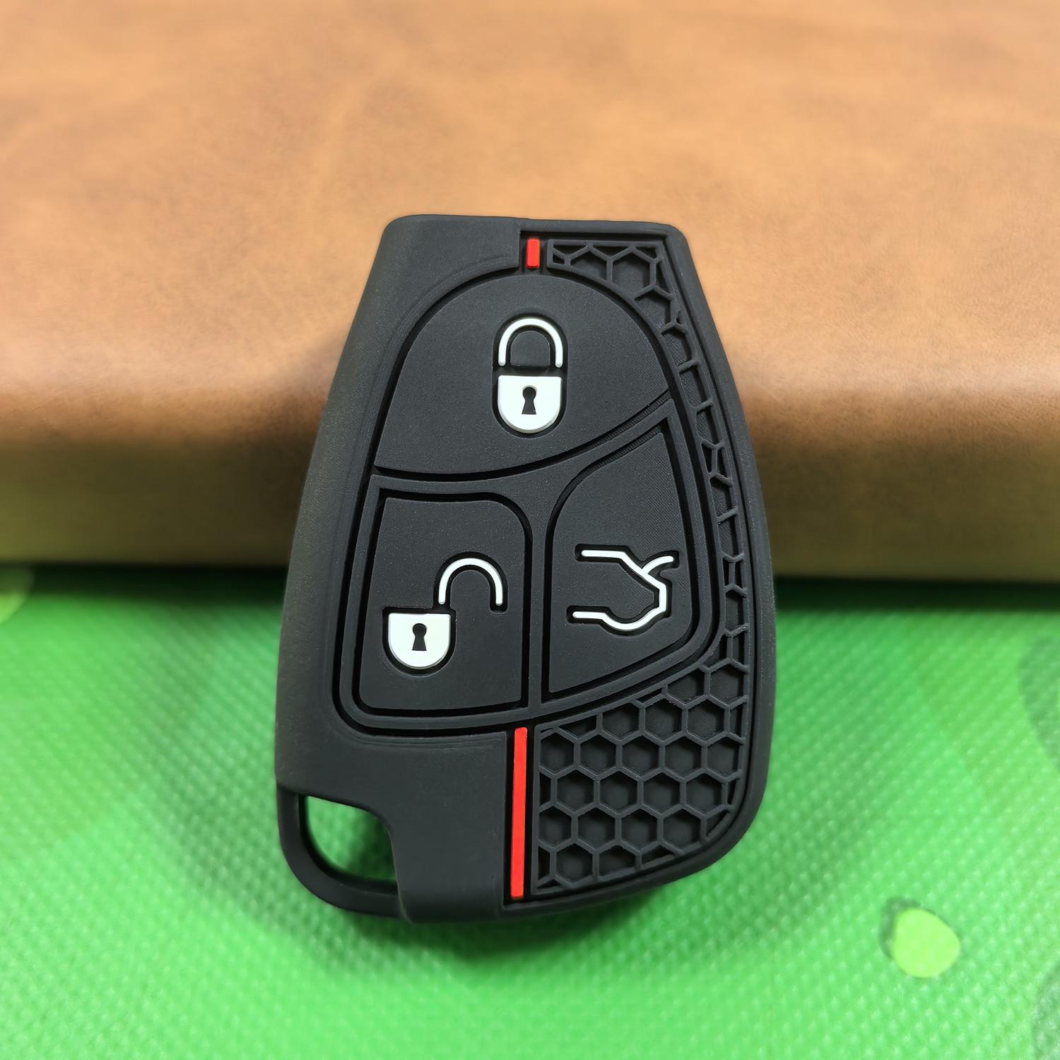 

Силиконовый чехол для ключа автомобиля Mercedes: Совместимо с C200, E280, S320, S350, E300L, W220; Защитный чехол с сотовым рисунком. Default Bulk