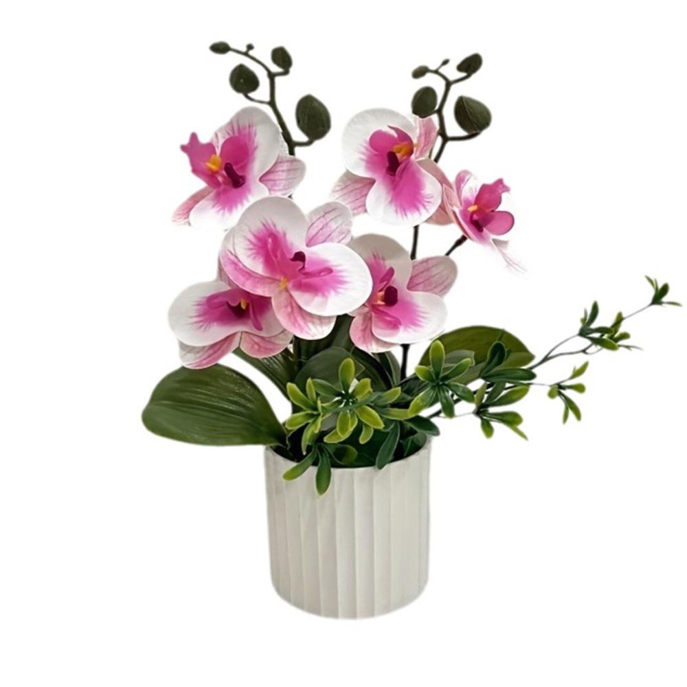 Multicolor Butterfly Orchid Artificial Flower Plastic Faux Moth Orchid Potted  Desktop Oranemnt