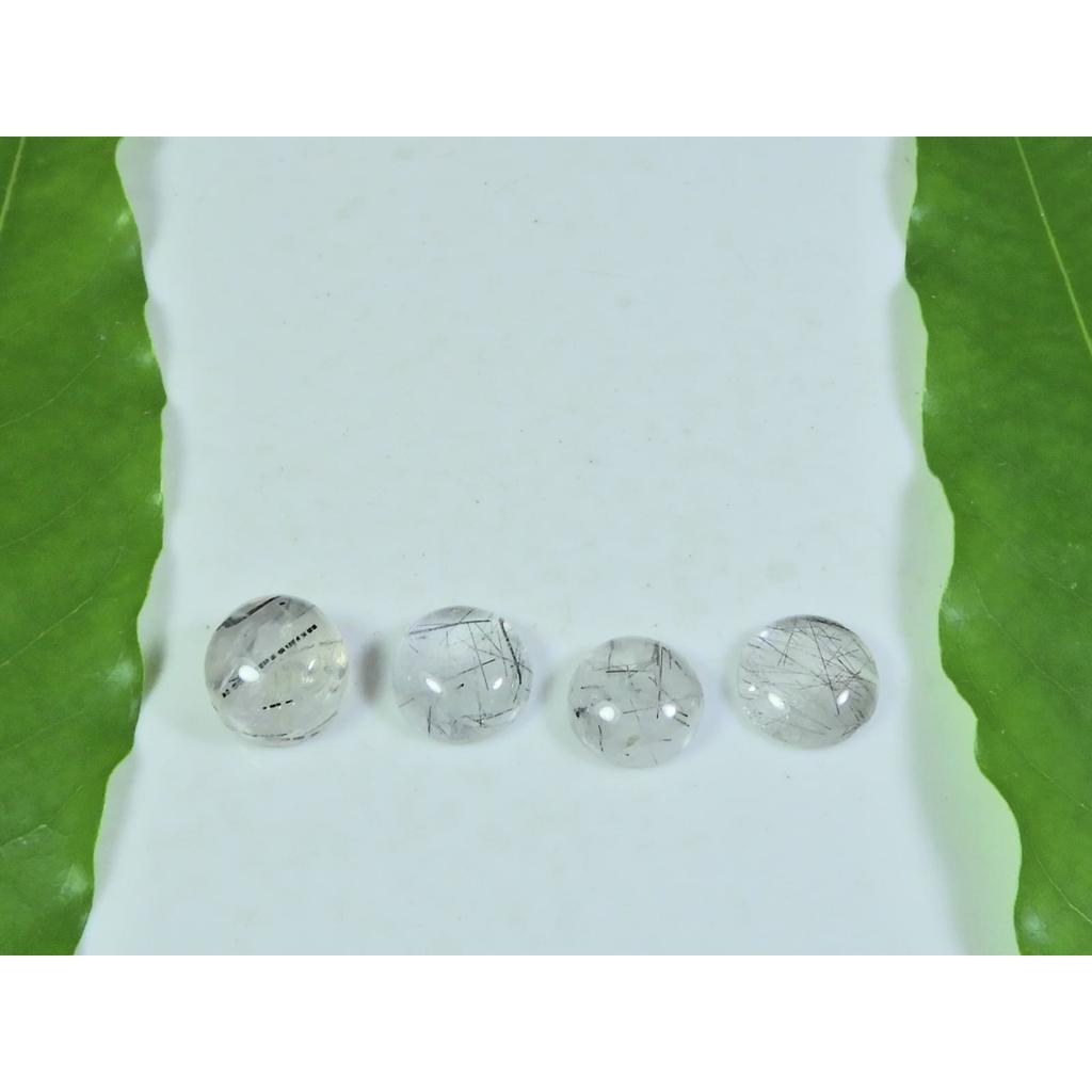 11 MM Natural Black Rutile Round Cabochon Loose Gemstone 4 Pcs Lot A-261