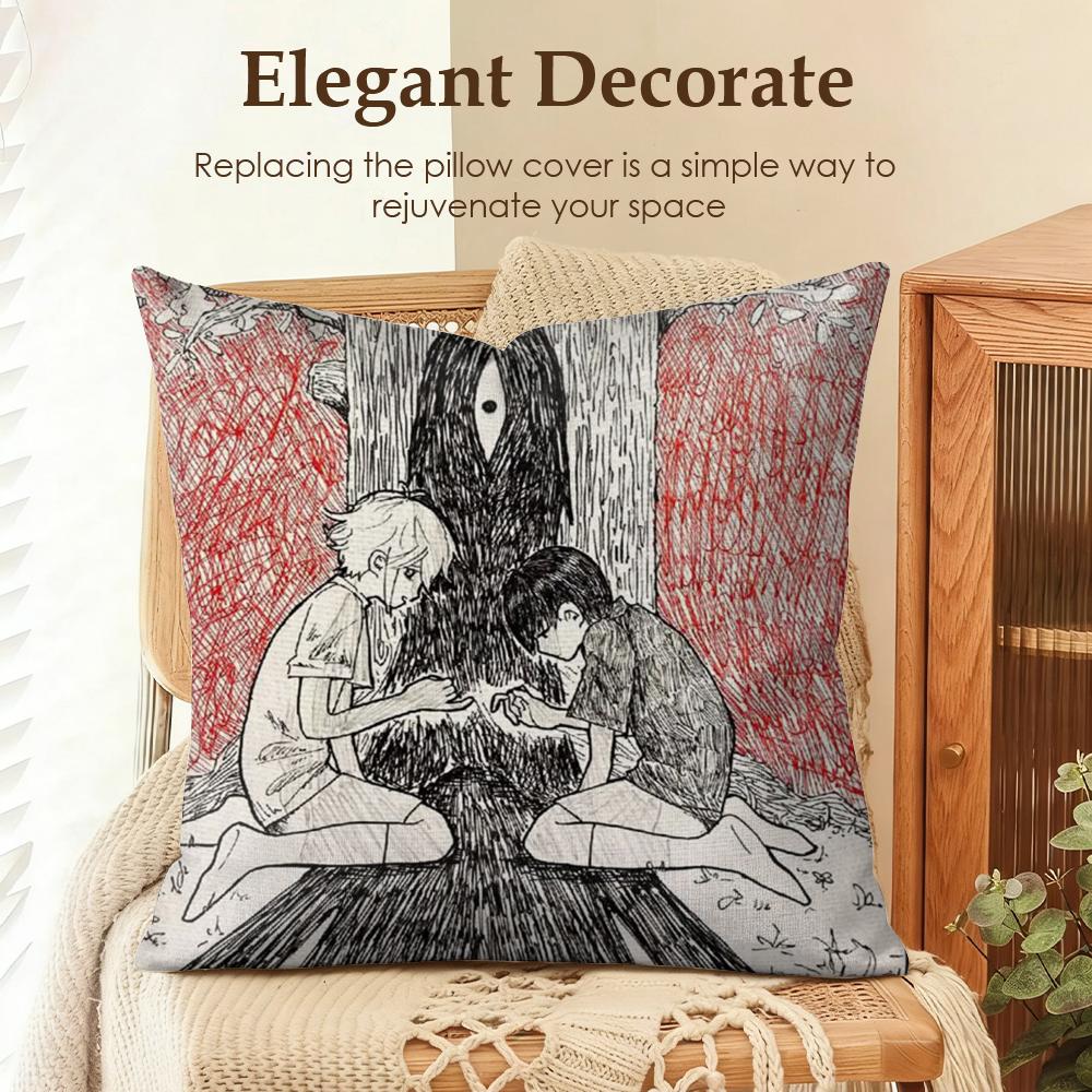 Game Anime O-Omori Cushion Cover Natural Linen Organic Fabric Double-Sided Printing Sofa Home Decor Gift Pillow Case