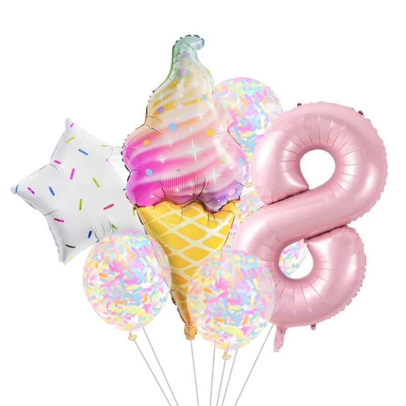 Aluminum Foil Balloons with Star and Ice Cream Designs Easy Inflation for Children Parties and Event