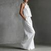 2026 Summer European & American Casual Sleeveless Top and High-Waisted Wide-Leg Pants Set for Women