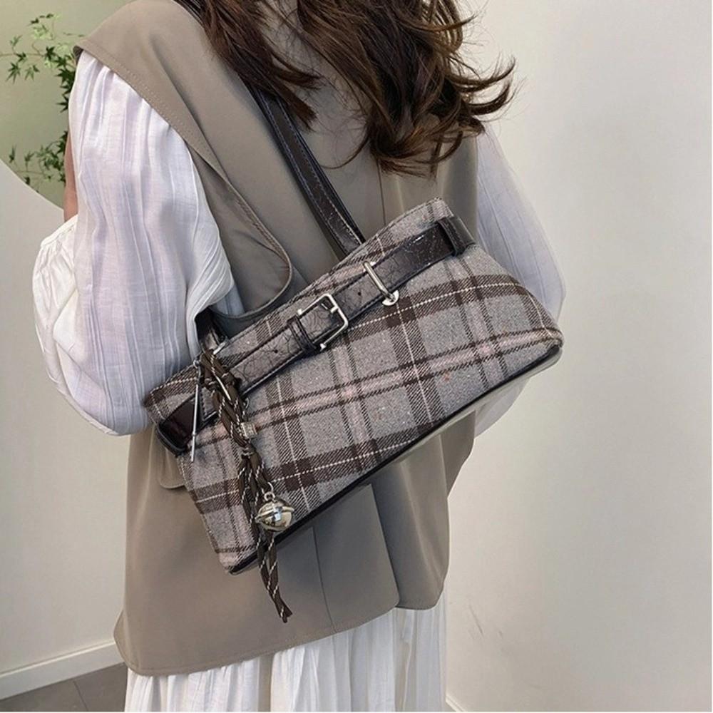 Fashion Boho Shoulder Bag New Plaid Plaid Handbag Lightweight Tote Bag Women Girls Underarm Bag Women's Bag Nice Gift
