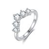 TikTok Live Stackable Half Circle Moissanite V-Shape S925 Silver Ring