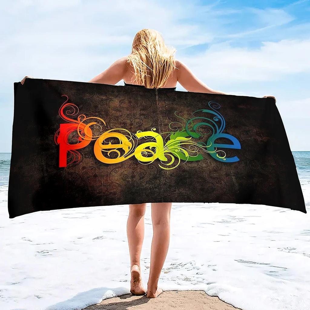 Microfiber Sand Free Beach Towel Super Absorbent Lightweight ThinTowel Blanket for Travel Pool Swimming Bath Camping Love&Peace