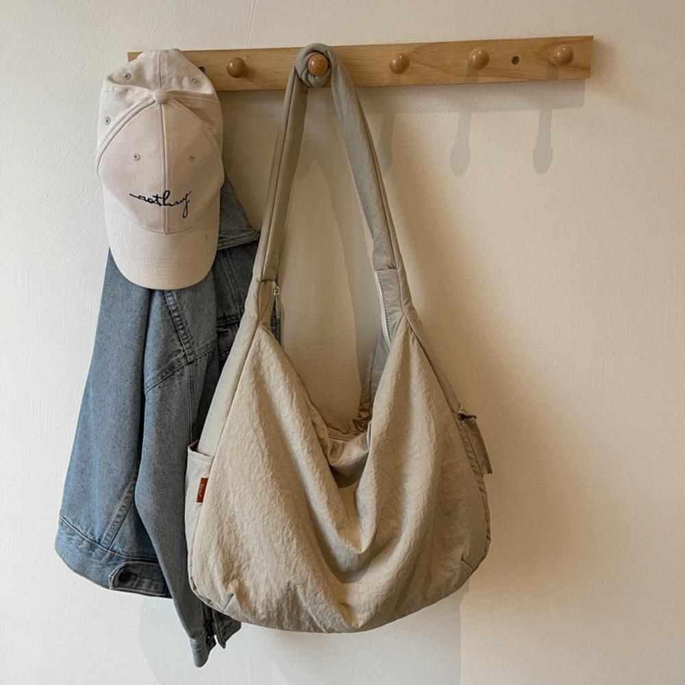 

Fashion Canvas Crossbody Bag Soft Texture Solid Color Shoulder Bag Large Capacity Women Handbags Women